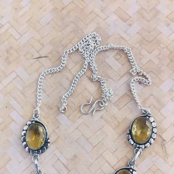 925 Sterling Faceted Citrine Necklace 21" - Picture 5 of 7